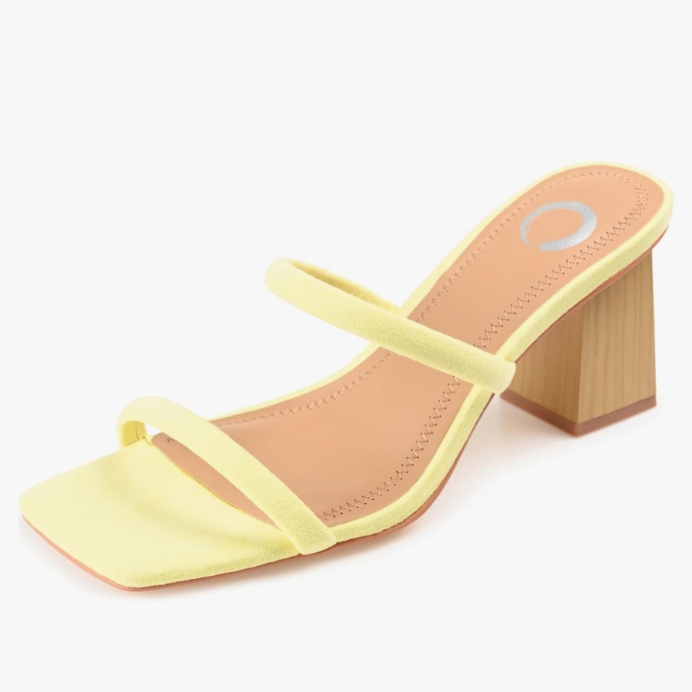 Yellow block heel sandals